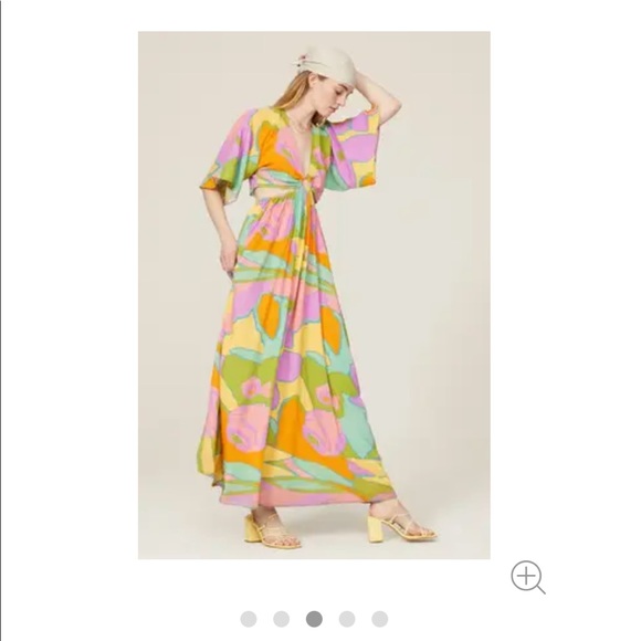 Show me your MuMu open front maxi dress M gorgeous print batwing sleeve unique - Picture 9 of 14